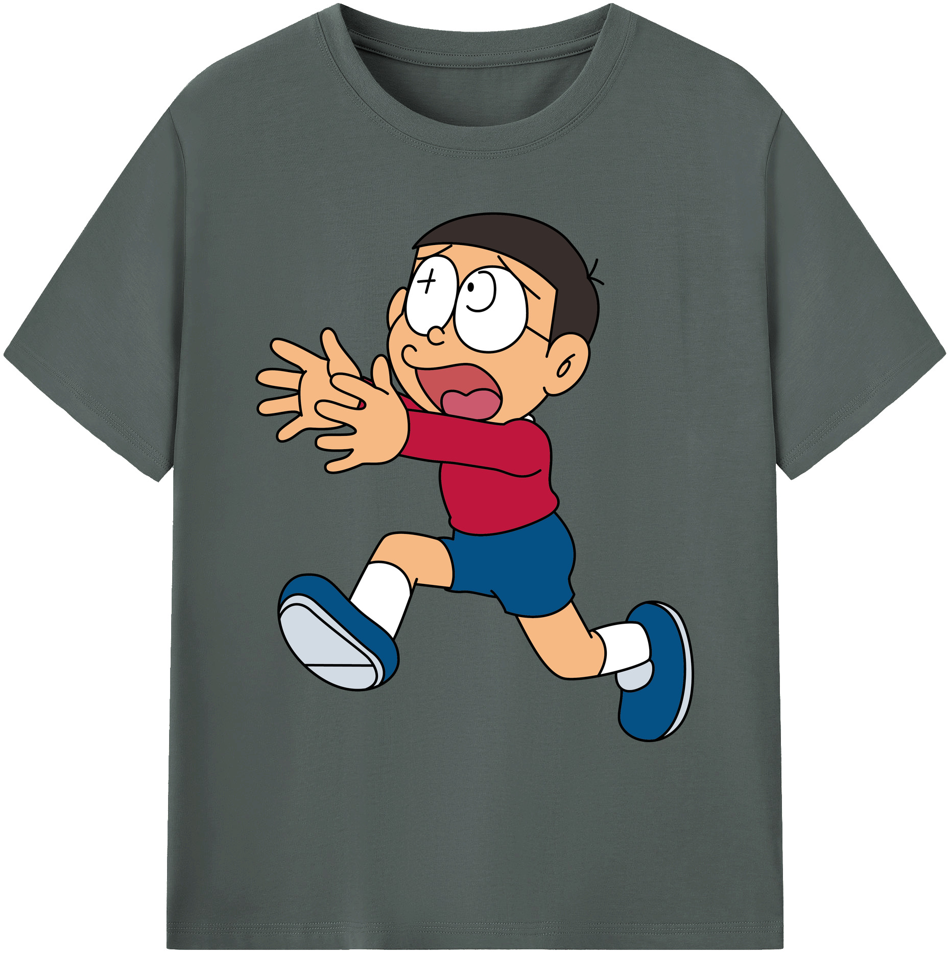 （画像用） ドラえもん 野比 のび太 Doraemon Nobita Nobi 綿100％ メンズ半袖Tシャツ｜肌触りやわらか＆通気性